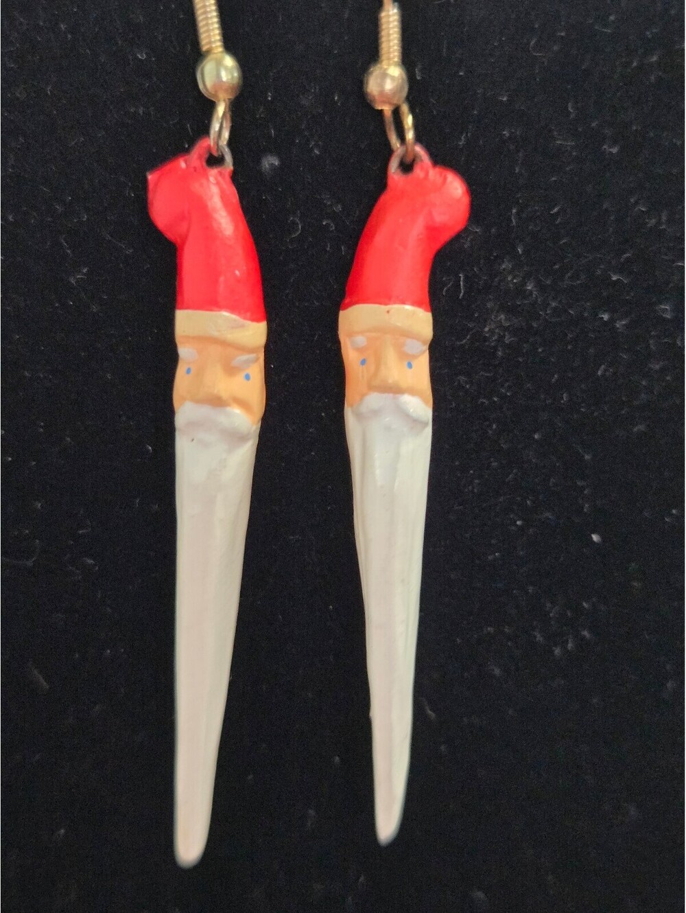 Vintage Santa Claus Drop Earrings with Red Hats